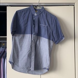 Two-Tone Blue Short Sleeve Button Down